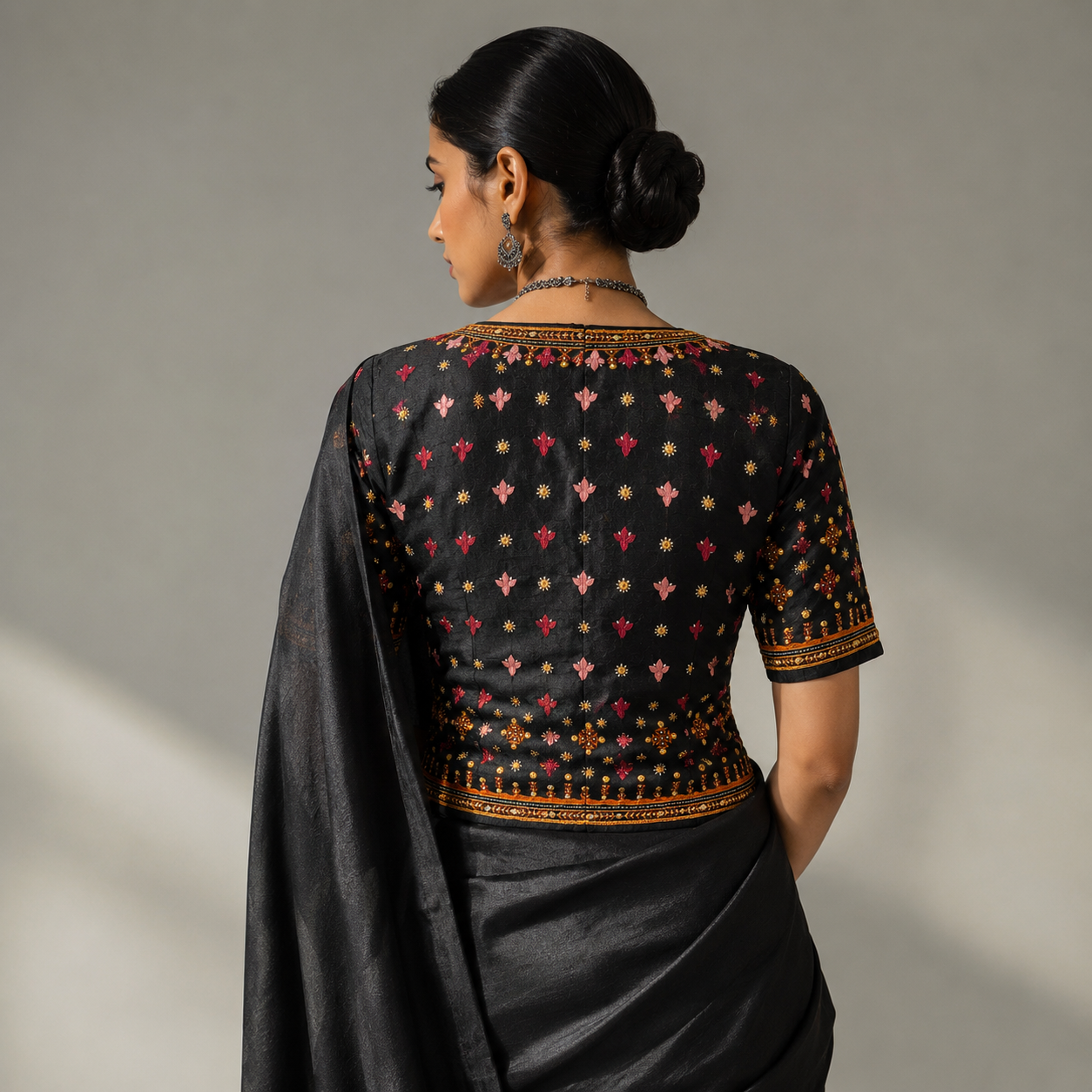 Black Pakko Hand Embroidered Kanchli