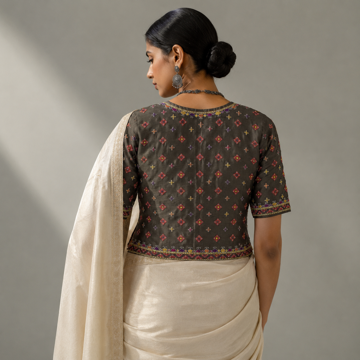 Coffe Brown Hand Embroidered Kanchli