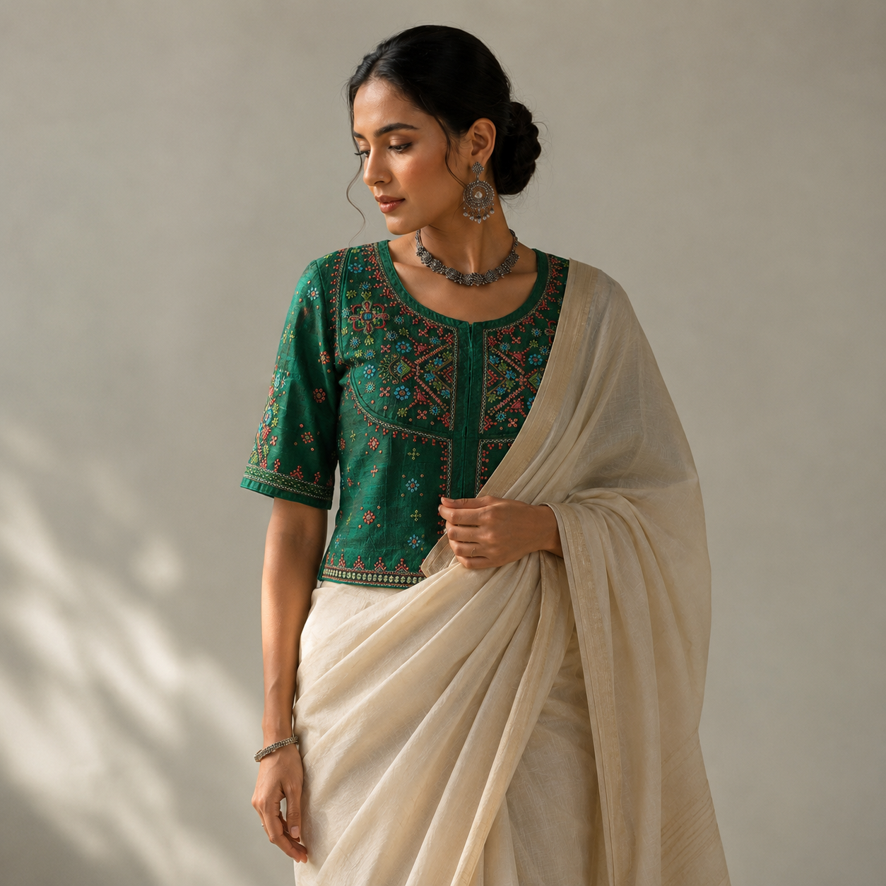 Dark Green Hand Embroidered Kanchli