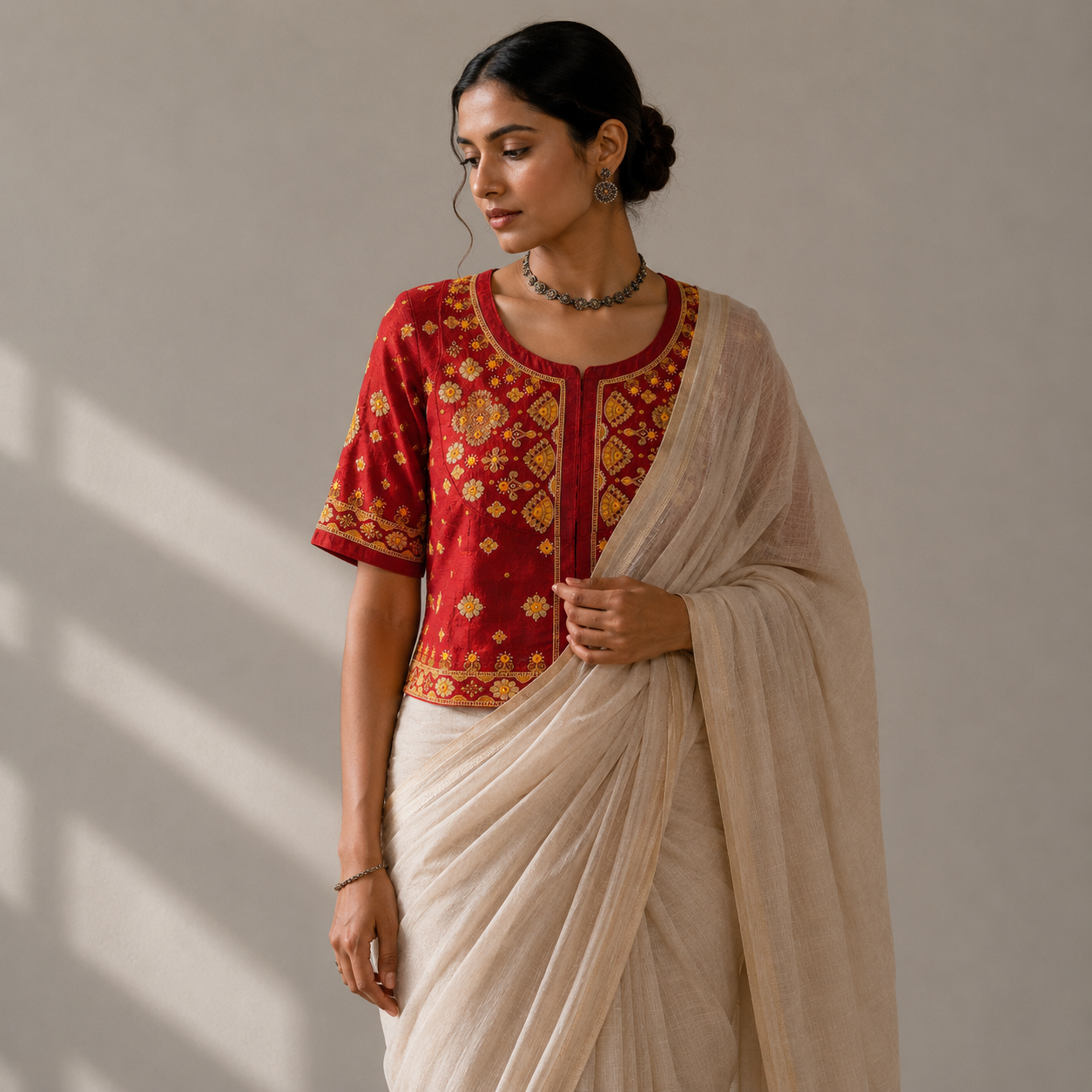 Red Hand Ahir Embroidered Kanchli