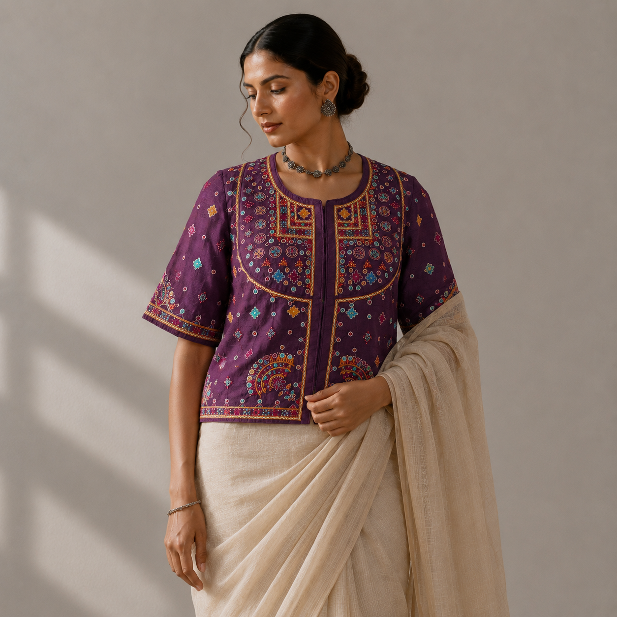 Purple Hand Embroidered Kanchli