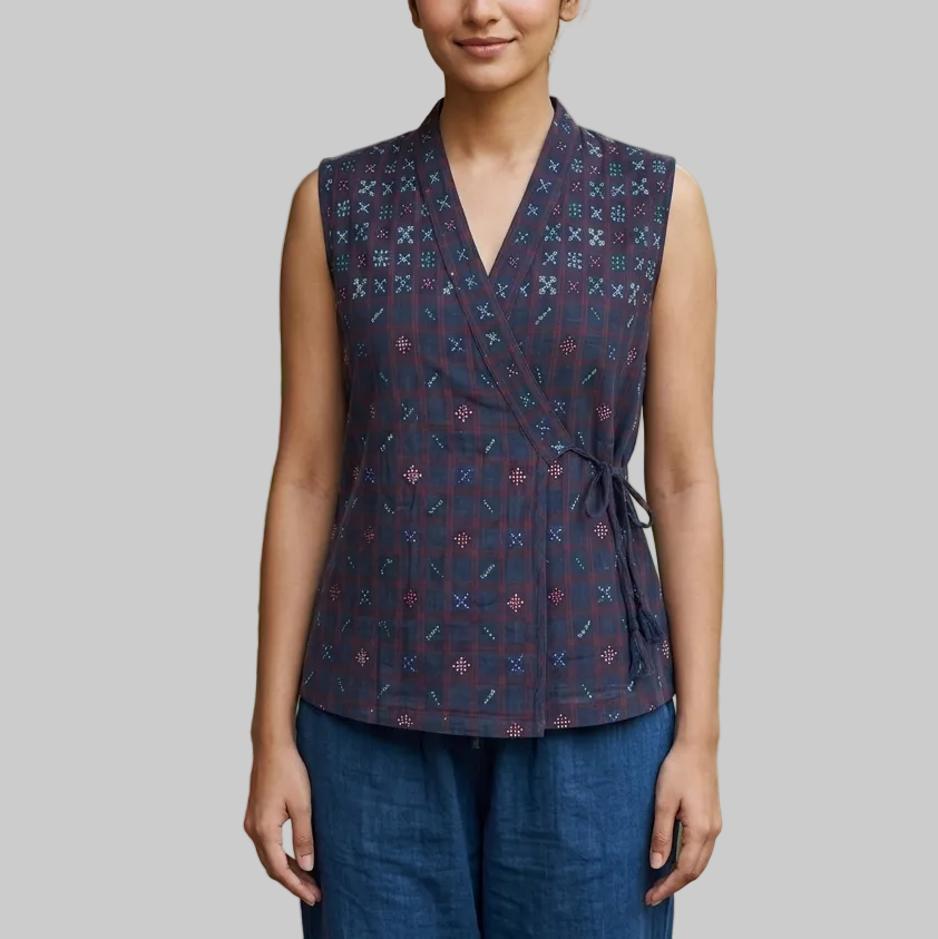 Nevy Blue Angarkhi Top