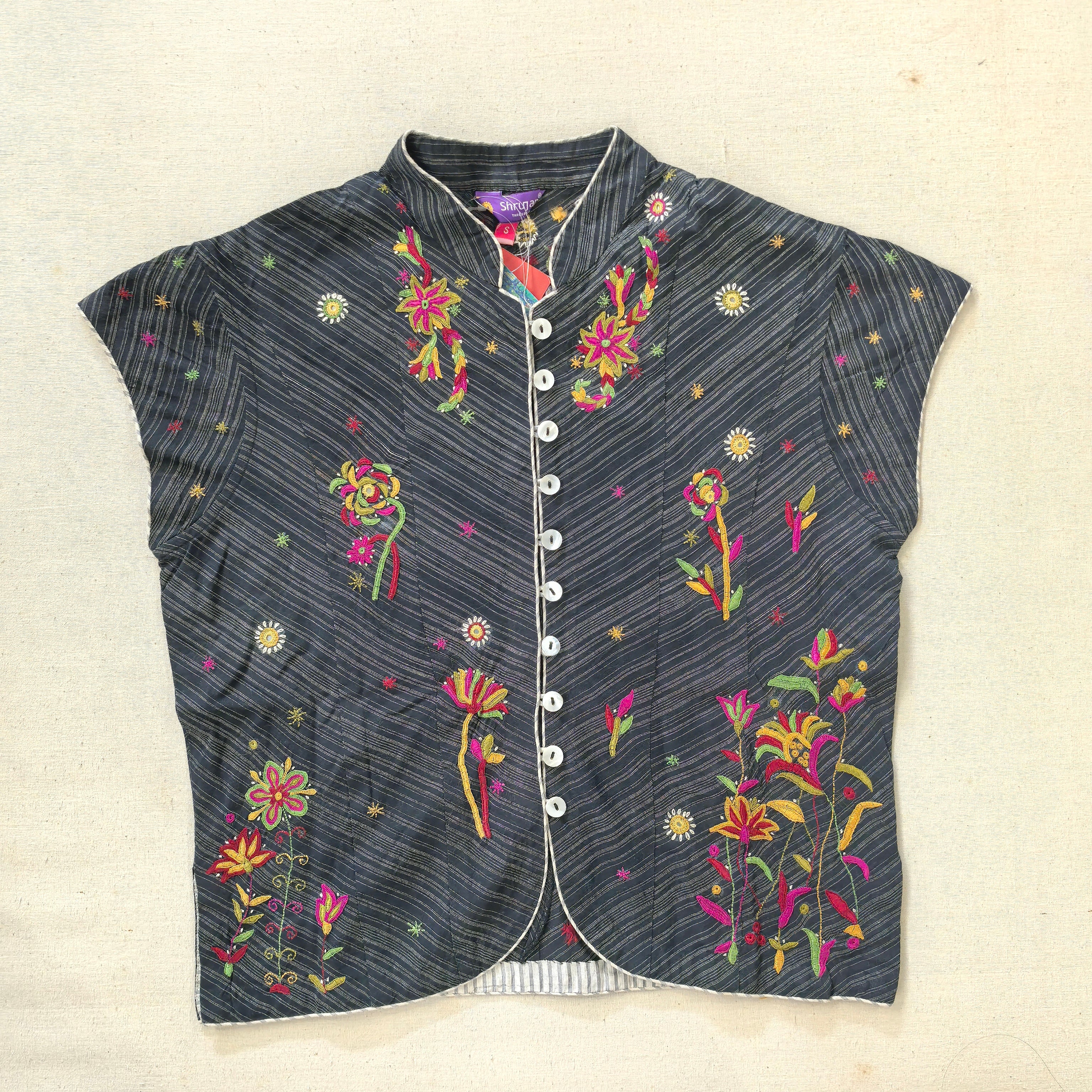 Black Hand Embroidered Top