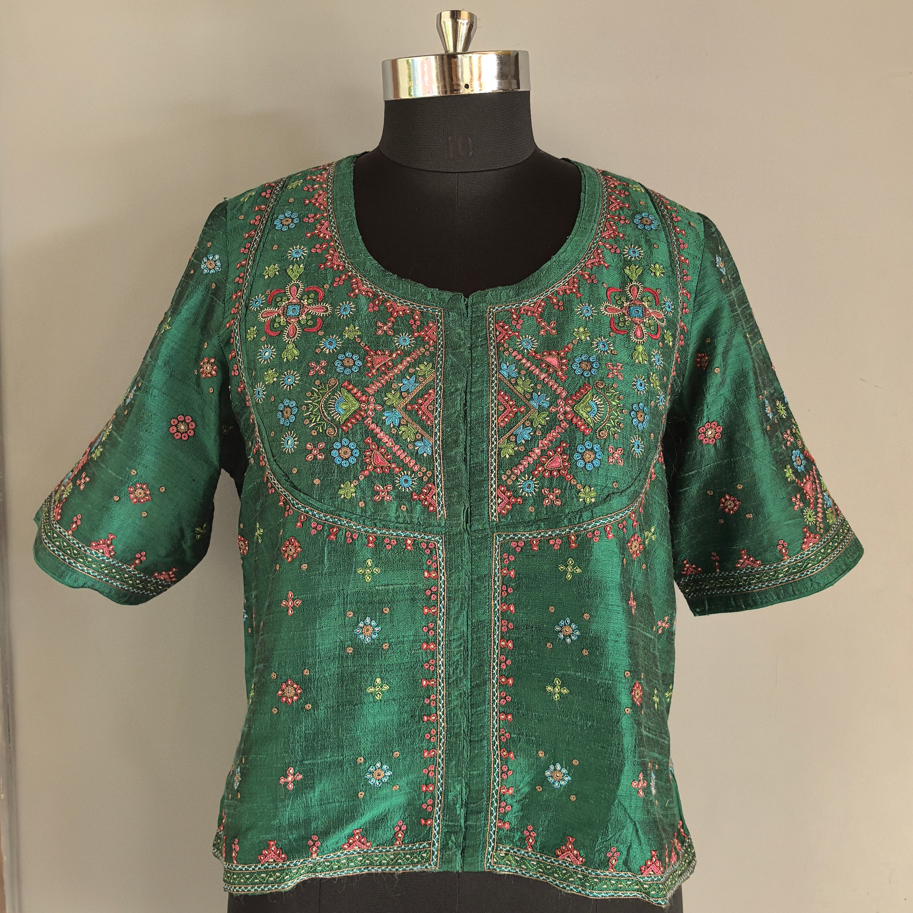Dark Green Hand Embroidered Kanchli