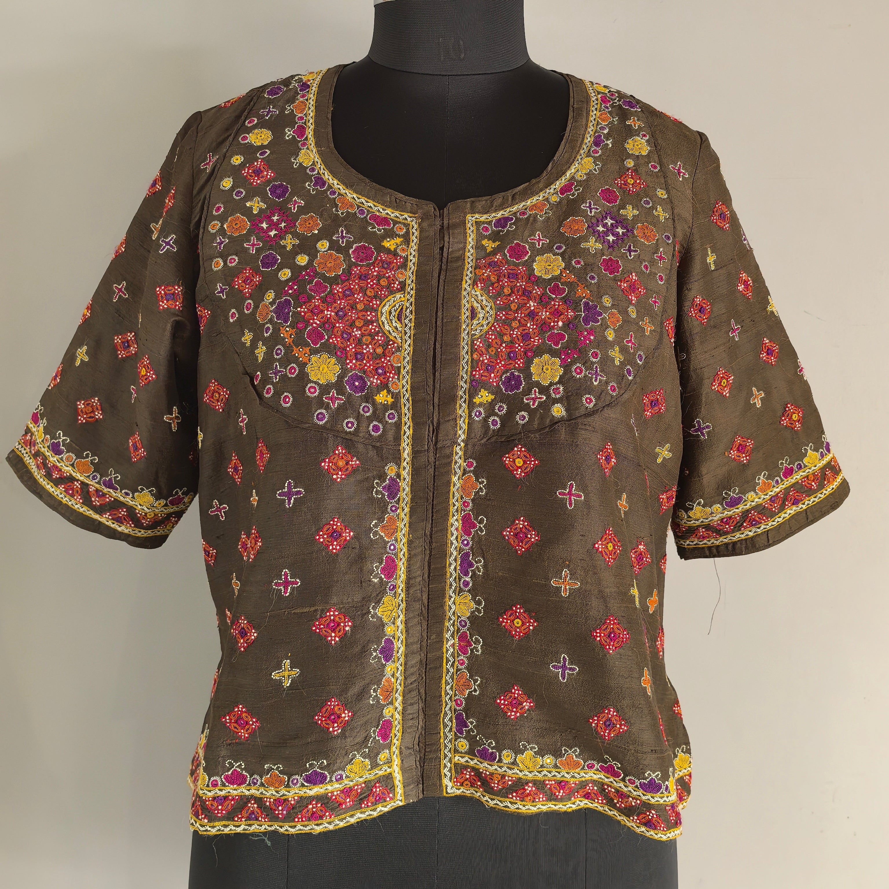 Coffe Brown Hand Embroidered Kanchli