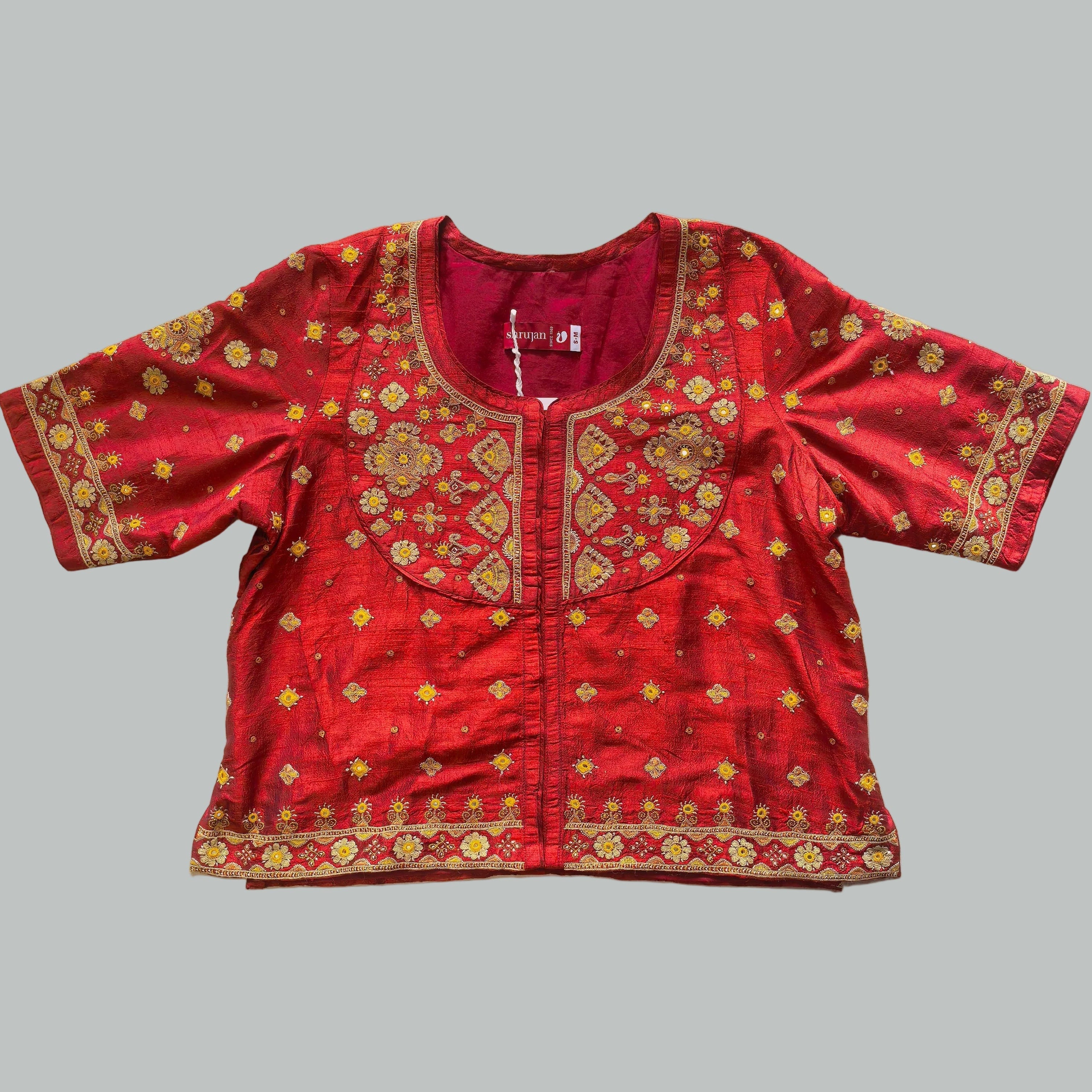 Red Hand Ahir Embroidered Kanchli
