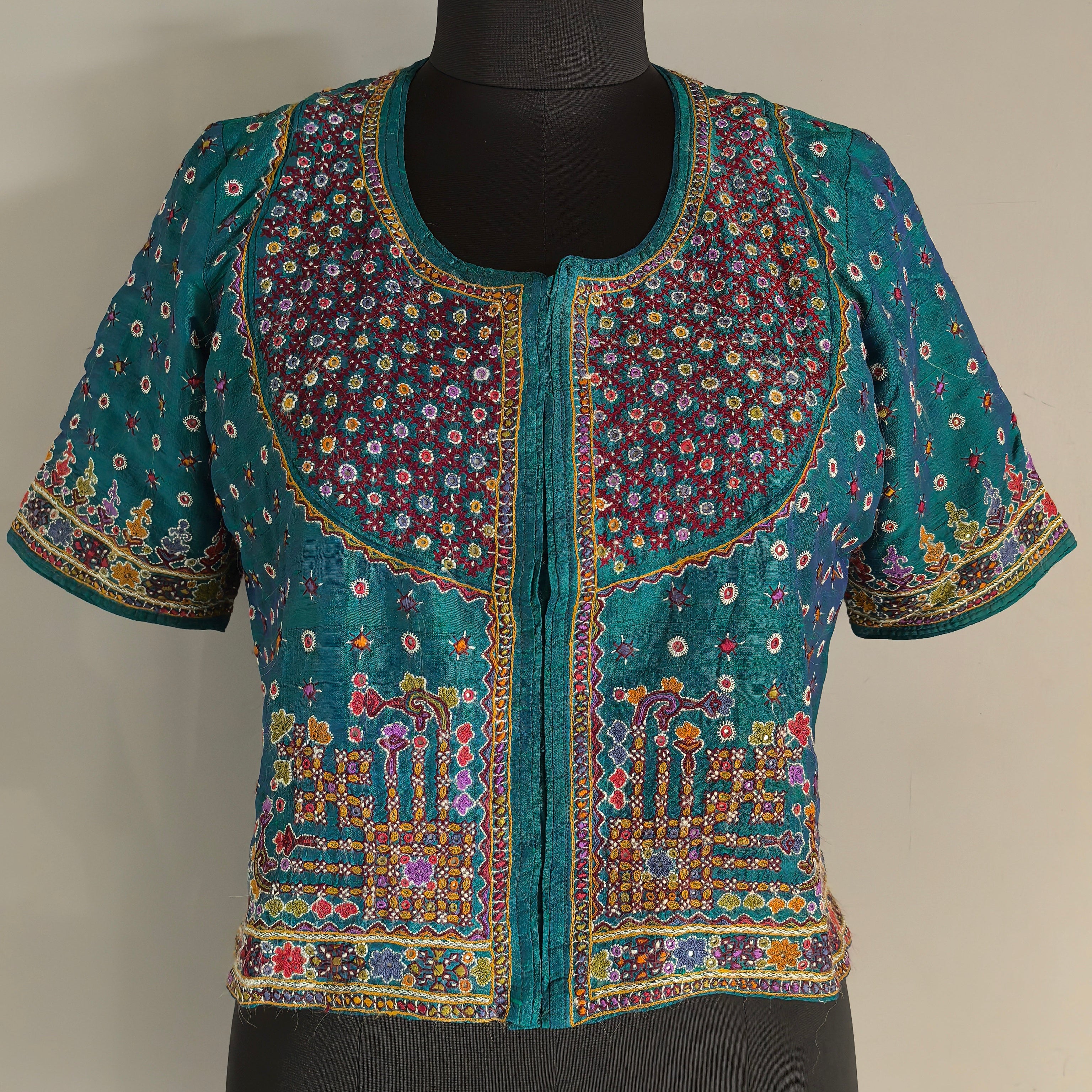Peacock Blue Hand Embroidered Kanchli