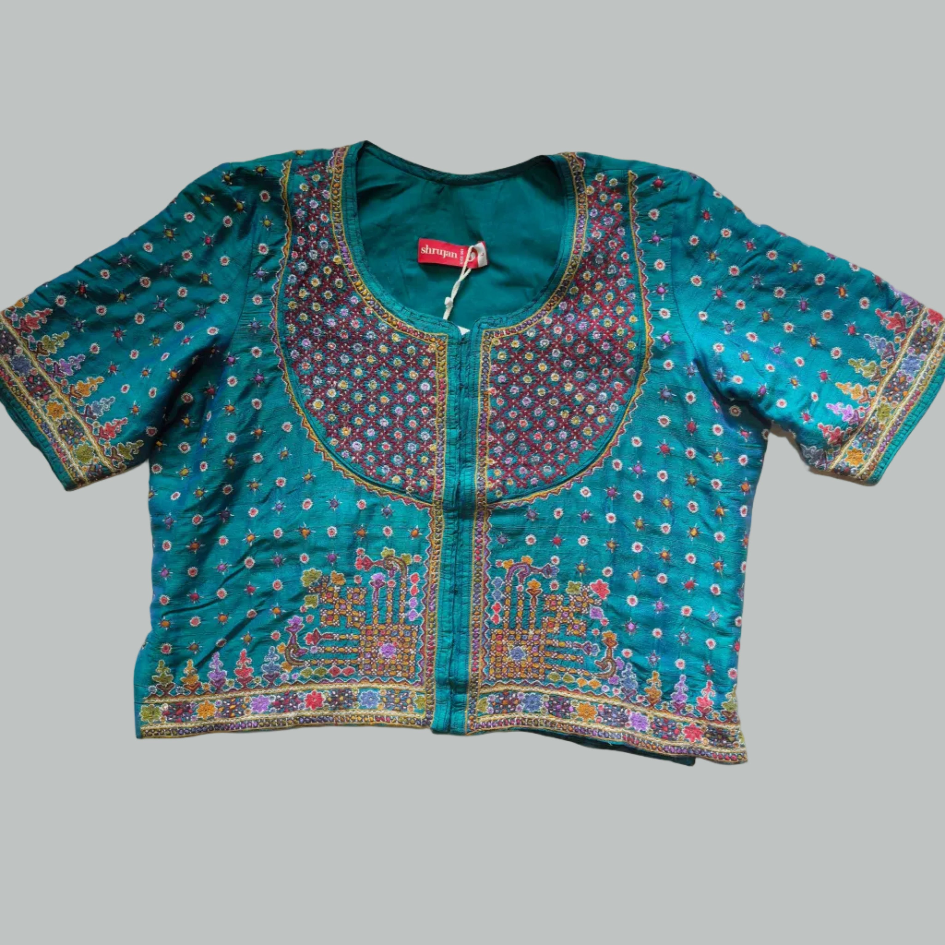 Peacock Blue Hand Embroidered Kanchli