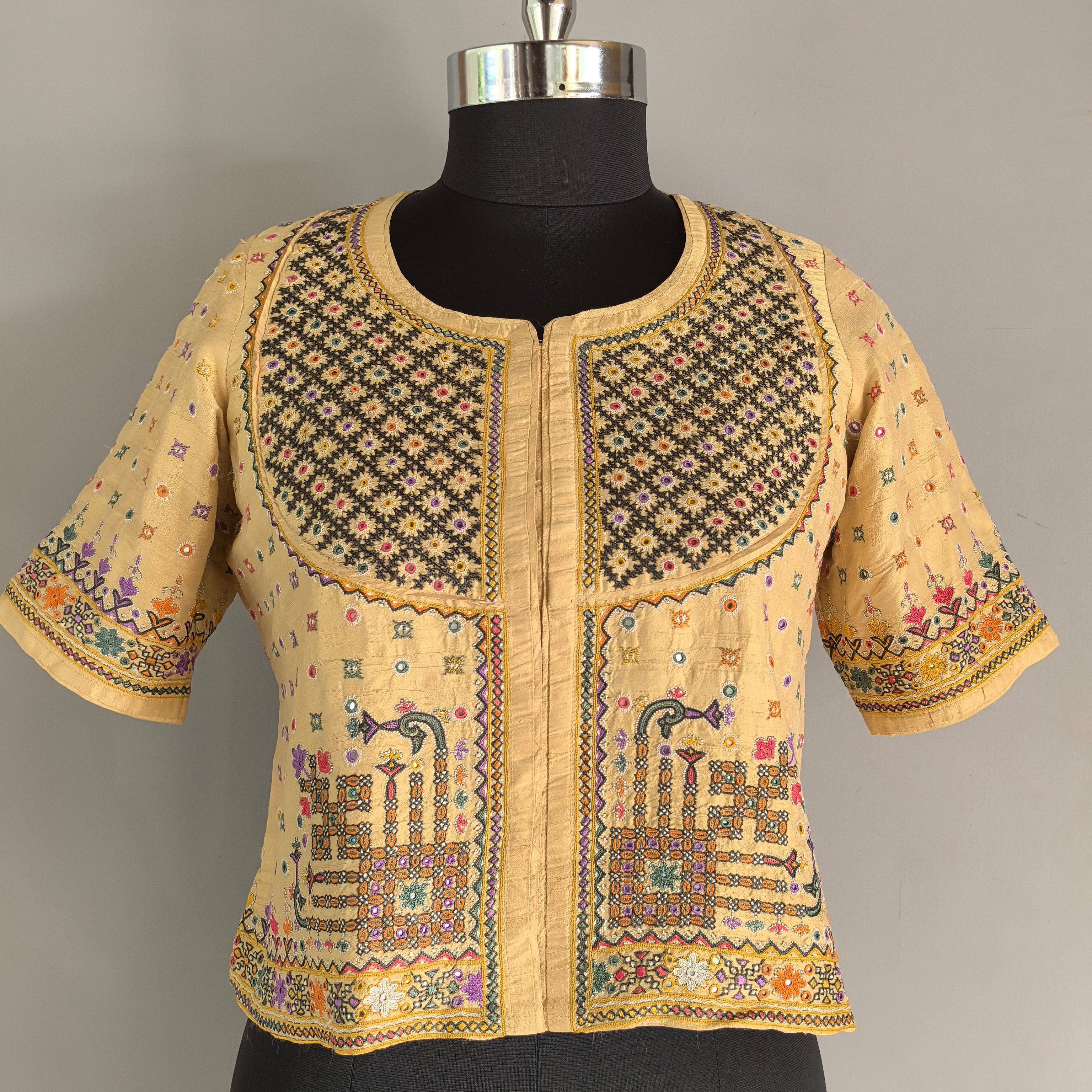 Beige Mutwa Hand Embroidered Kanchli