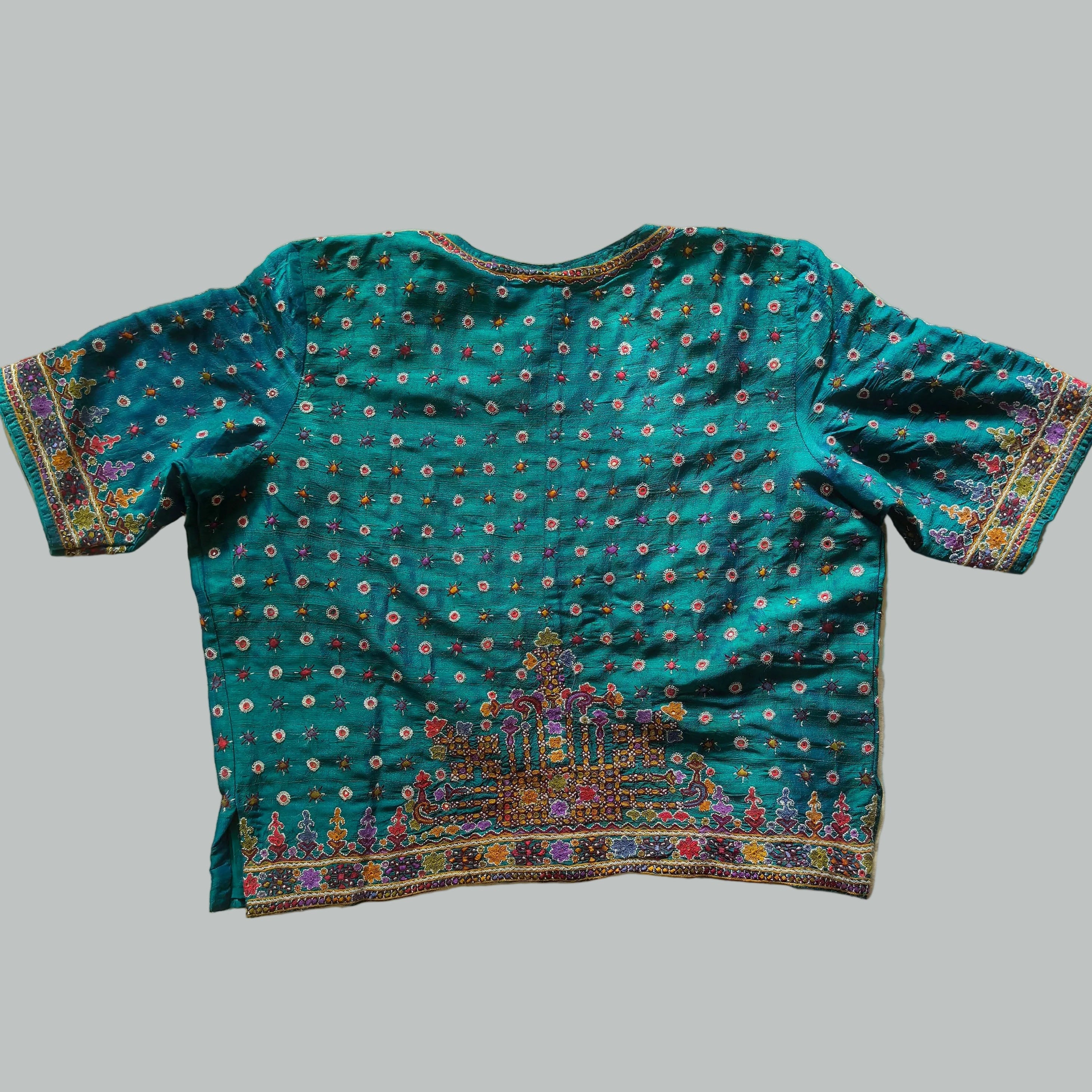 Peacock Blue Hand Embroidered Kanchli