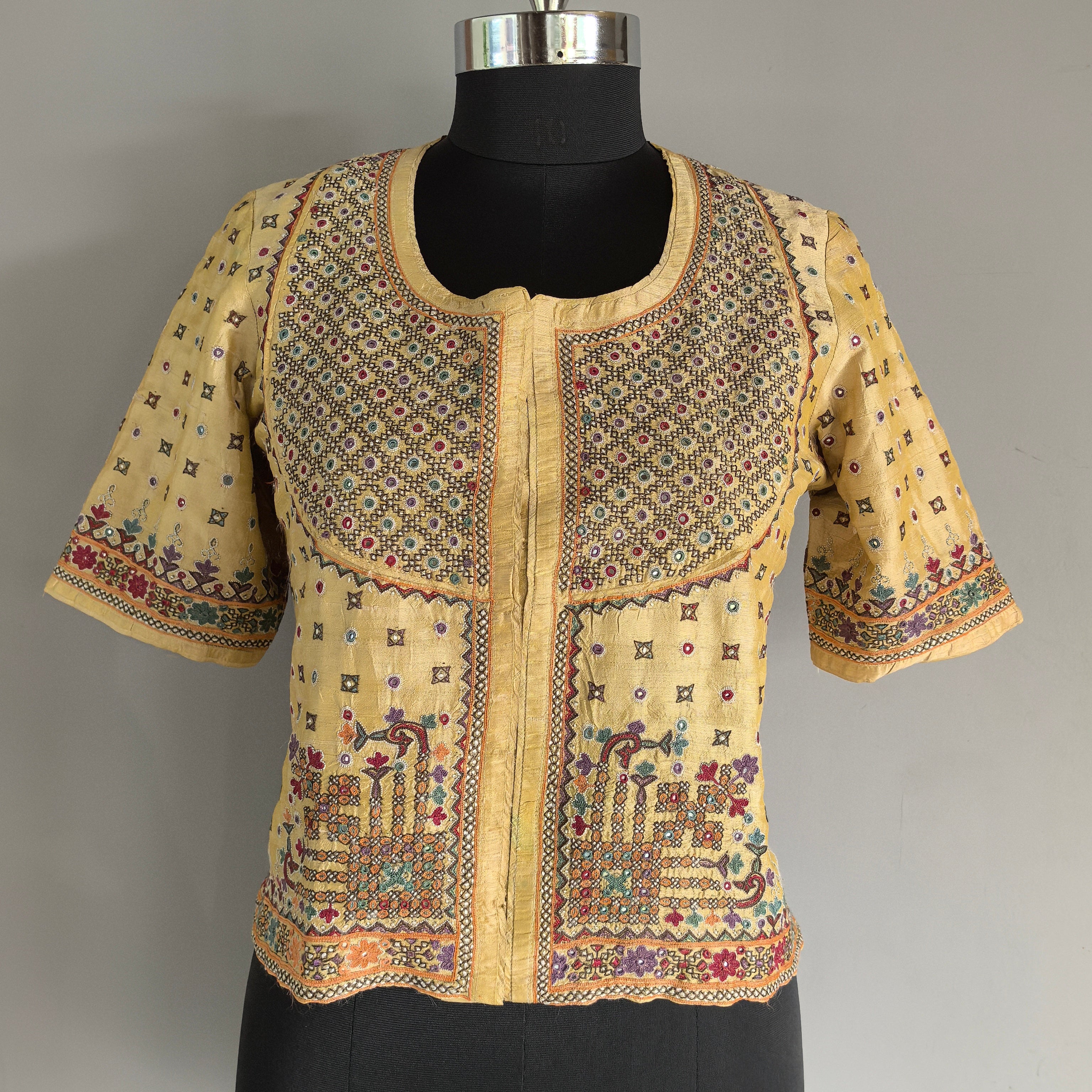 Beige Hand Embroidered Kanchli