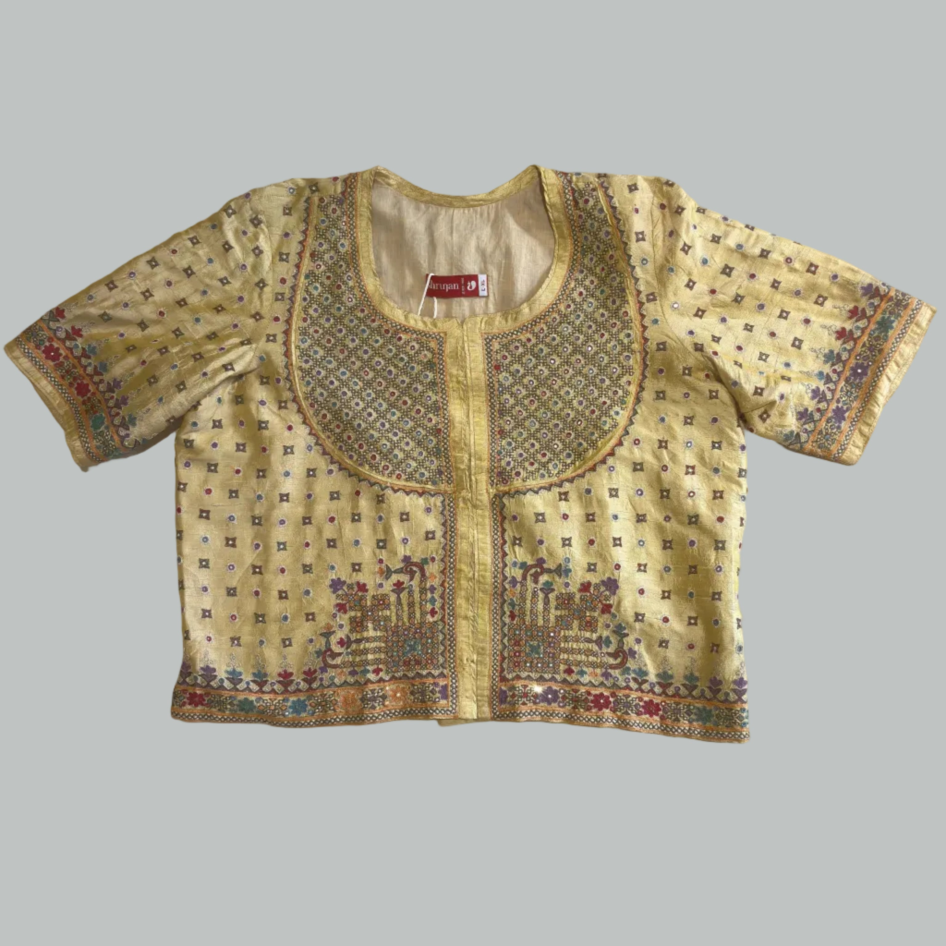 Beige Hand Embroidered Kanchli