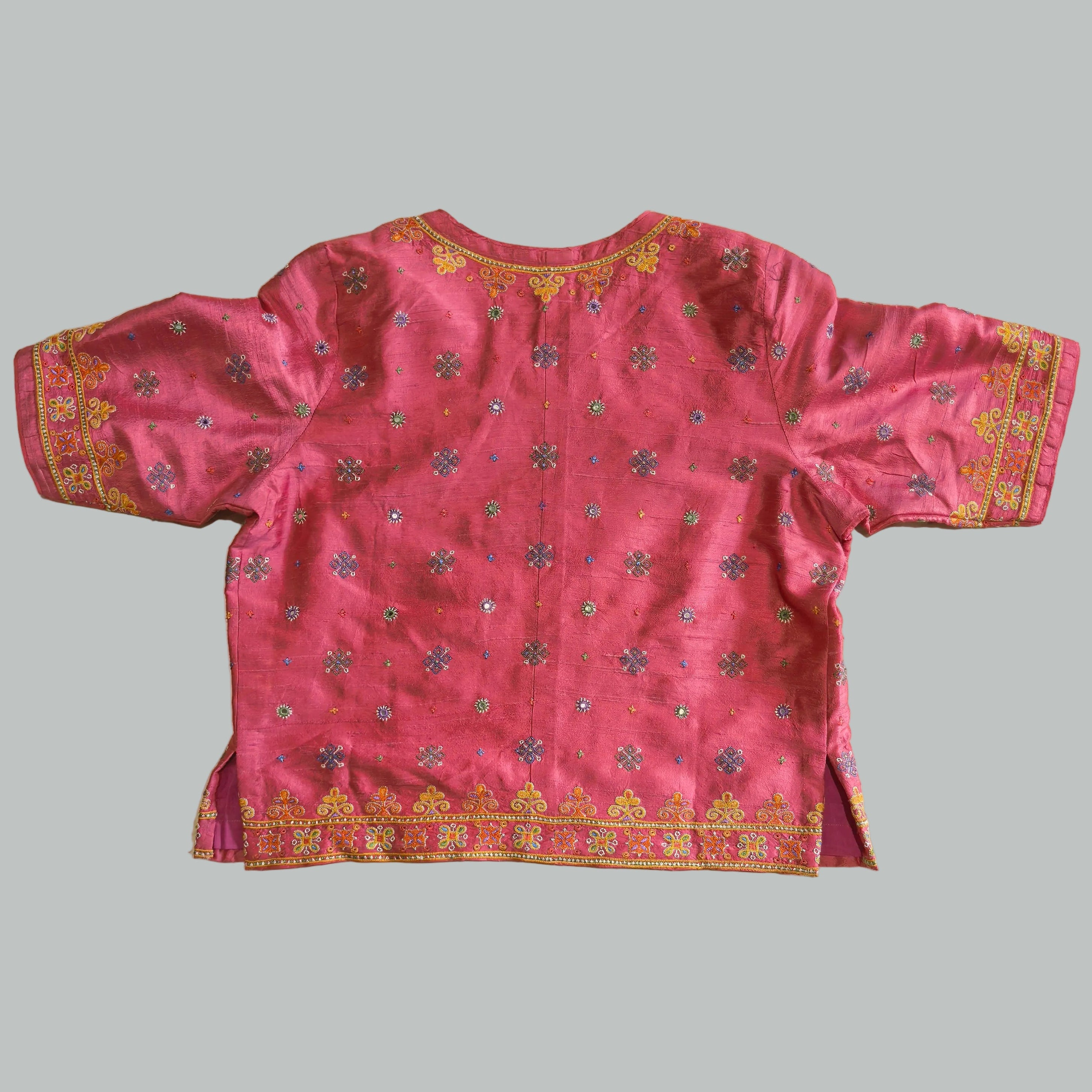 Light Pink Ahir Hand Embroidered Kanchli