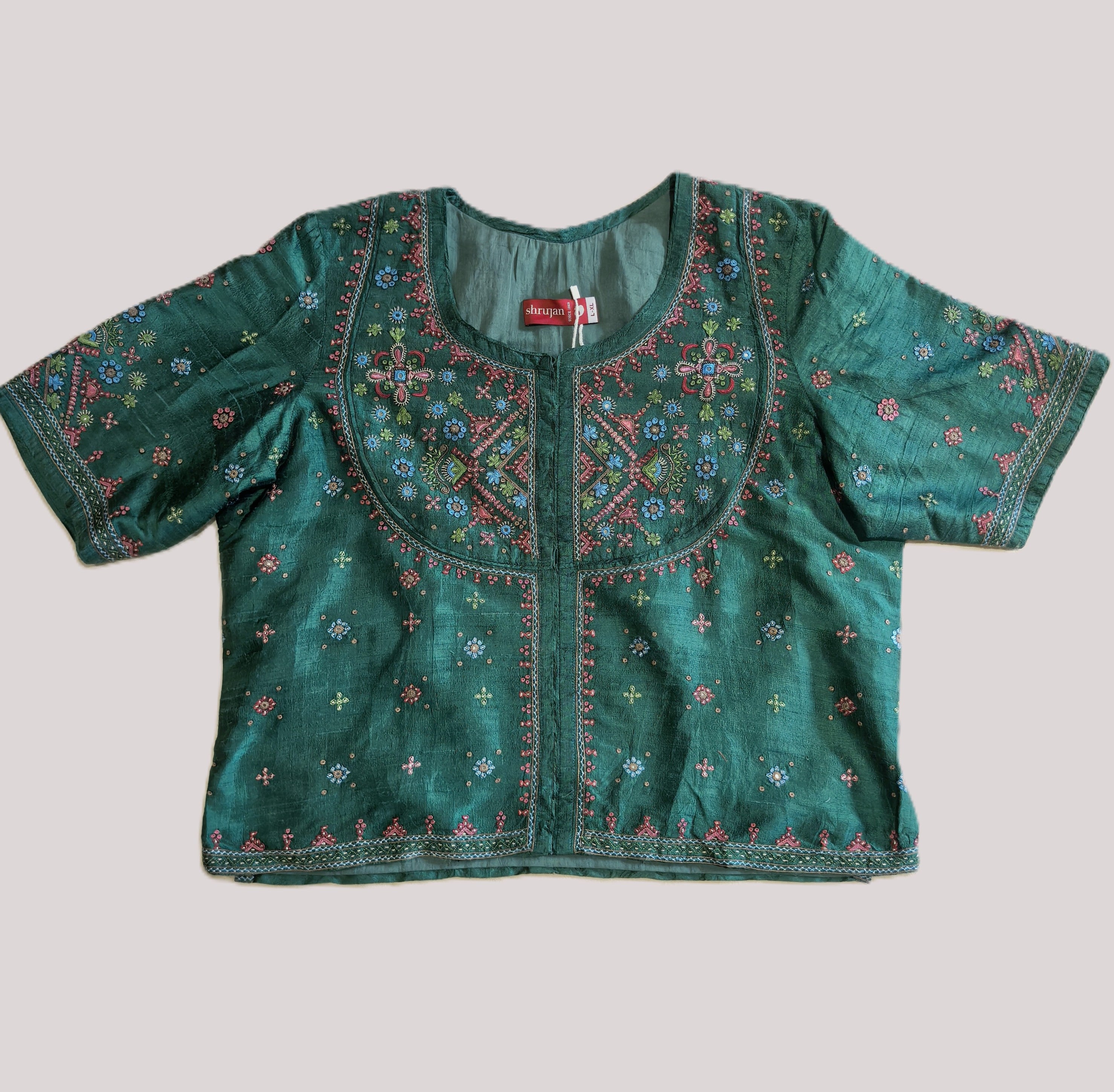 Dark Green Hand Embroidered Kanchli