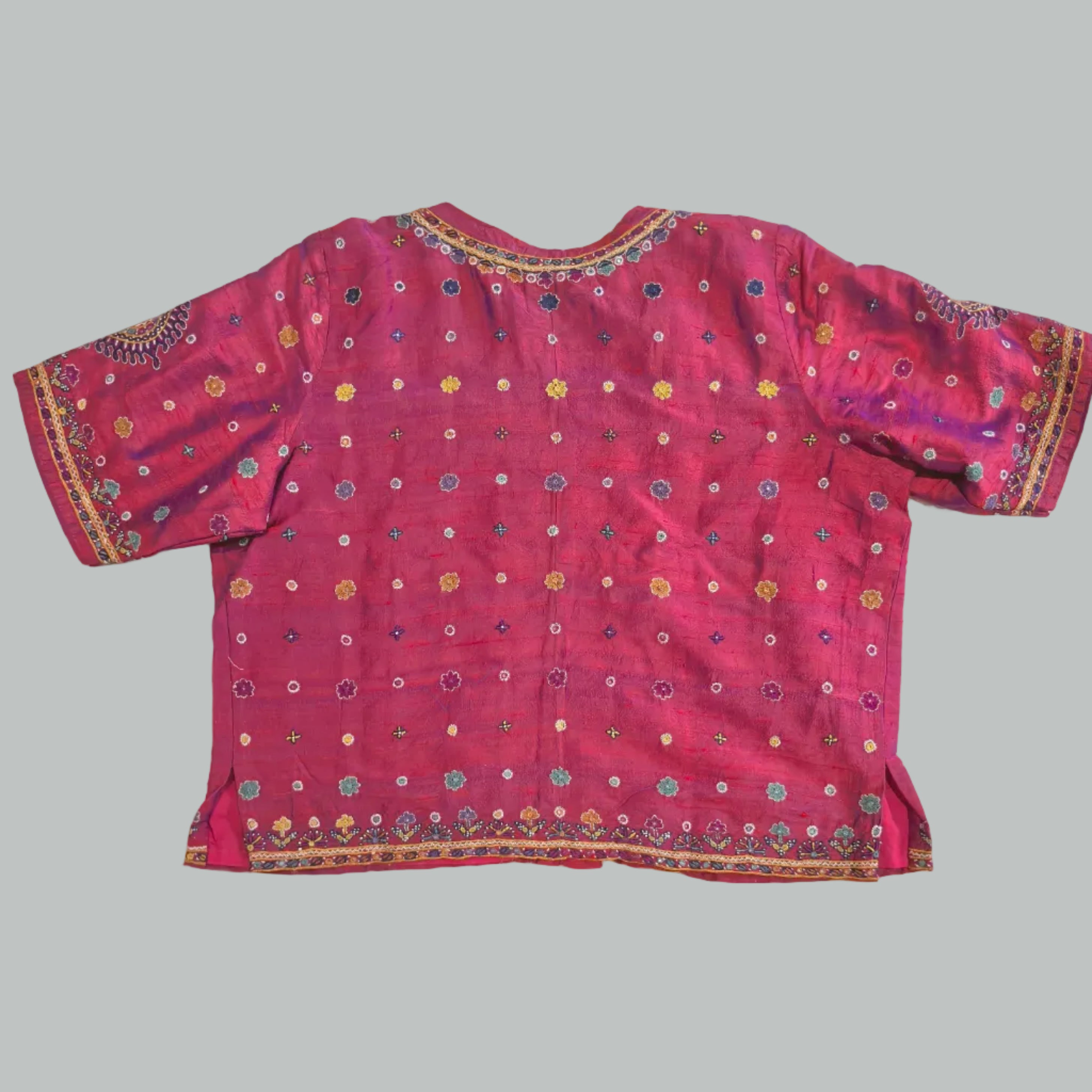 Megenta Pink Hand Embroidered Kanchli