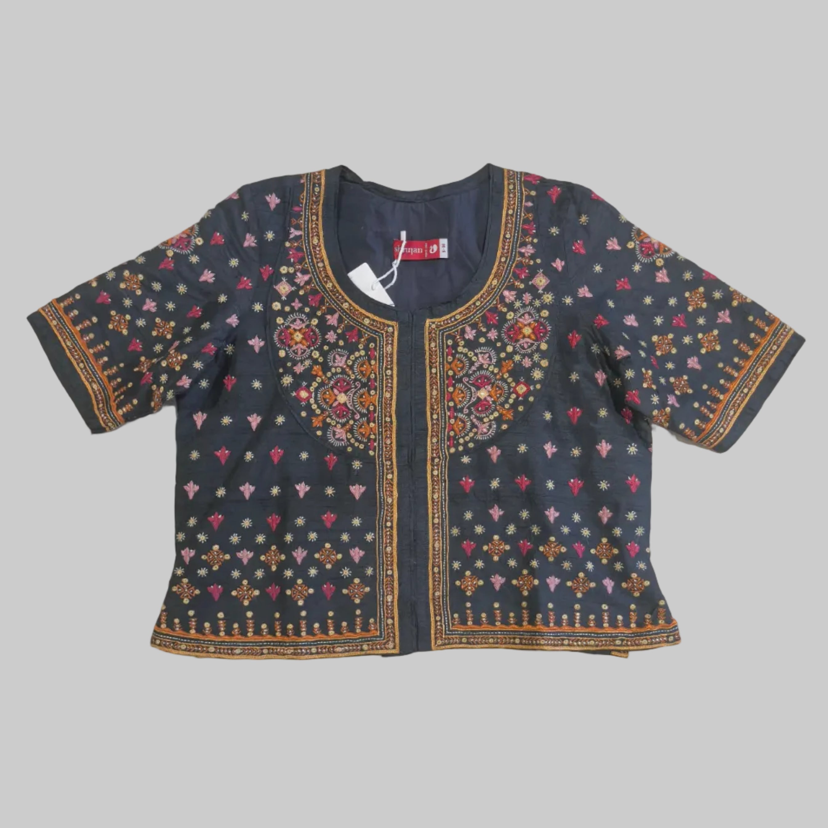 Black Pakko Hand Embroidered Kanchli