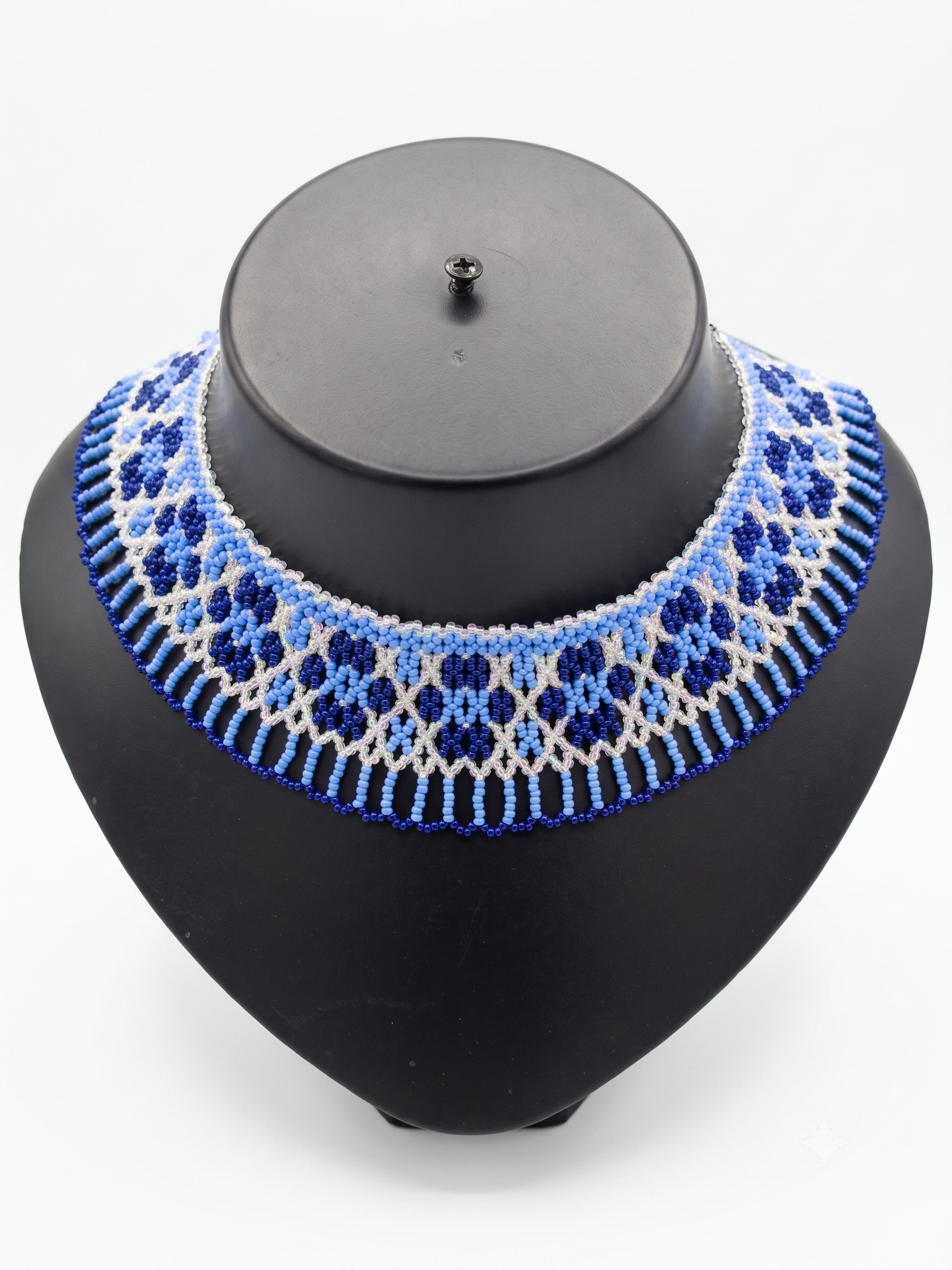 Neavy Blue Colored Beaded Necklace