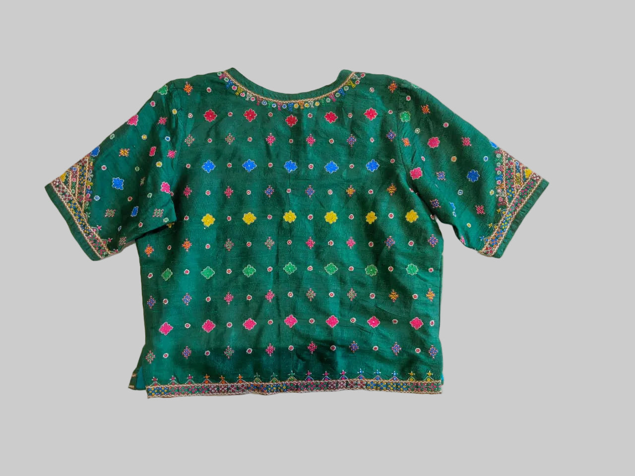 Dark Green Hand Embroidered Kanchli