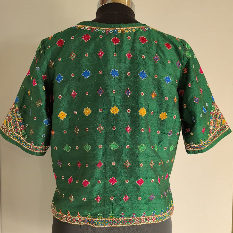 Dark Green Hand Embroidered Kanchli