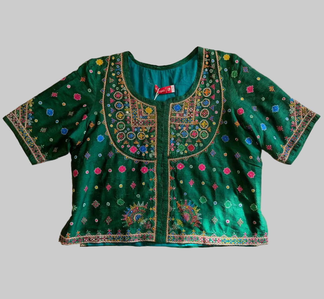 Dark Green Hand Embroidered Kanchli